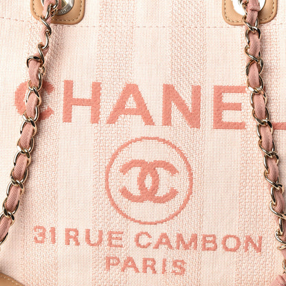 Chanel Mixed Fibers Calfskin Striped Medium Deauville Tote Light Pink 10 of 10