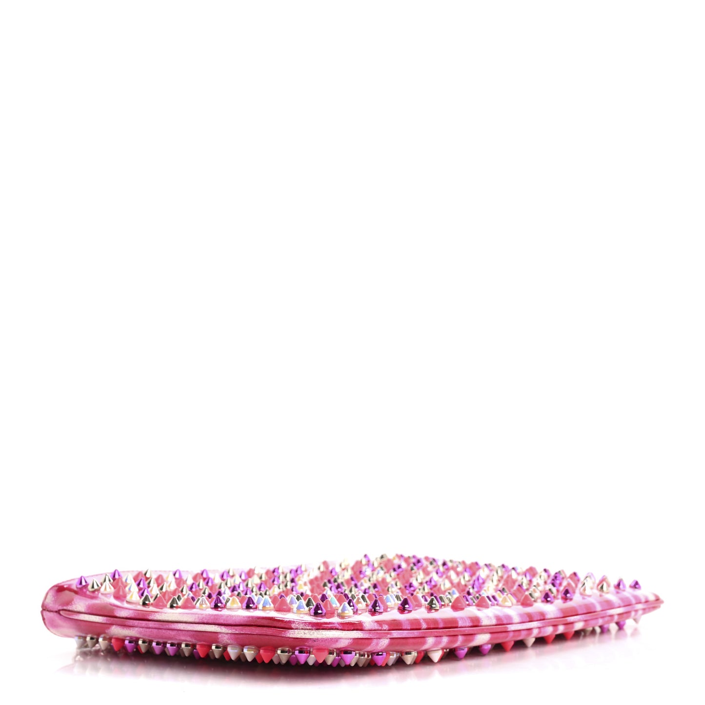 Patent Glittart Studded Loubiposh Chain Shocking Pink