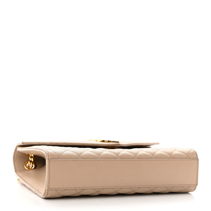 Saint Laurent Grain De Poudre Textured Mixed Matelasse Medium Triquilt Monogram Satchel Dark Beige 4 of 13