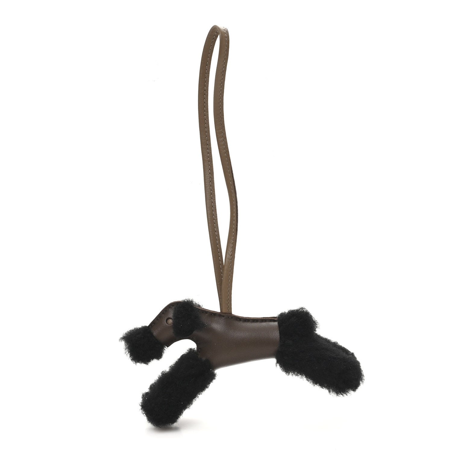 Hermes Milo Lambskin Shearling Budy Charm Black Chocolate Etoupe 1 of 4