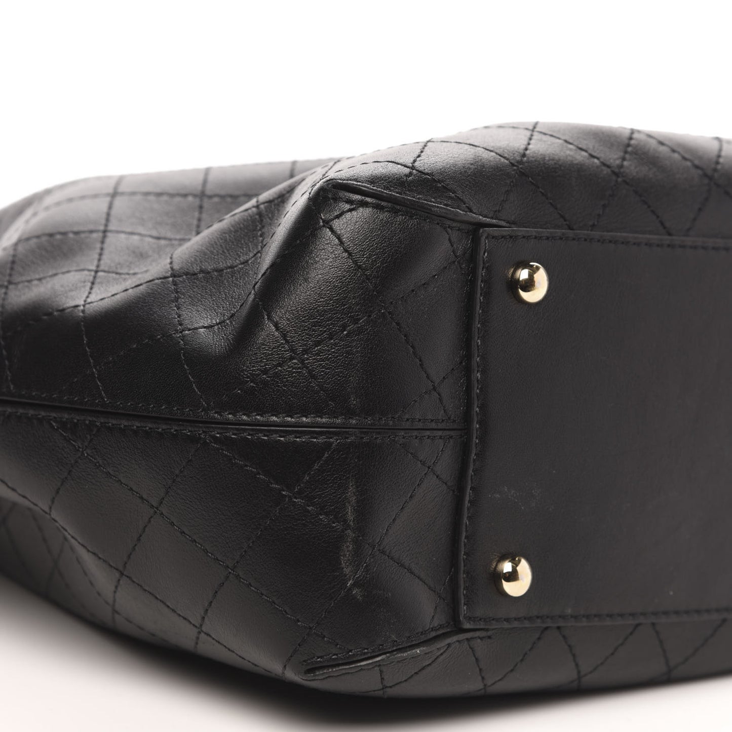 Calfskin Stitched Drawstring Bag Black