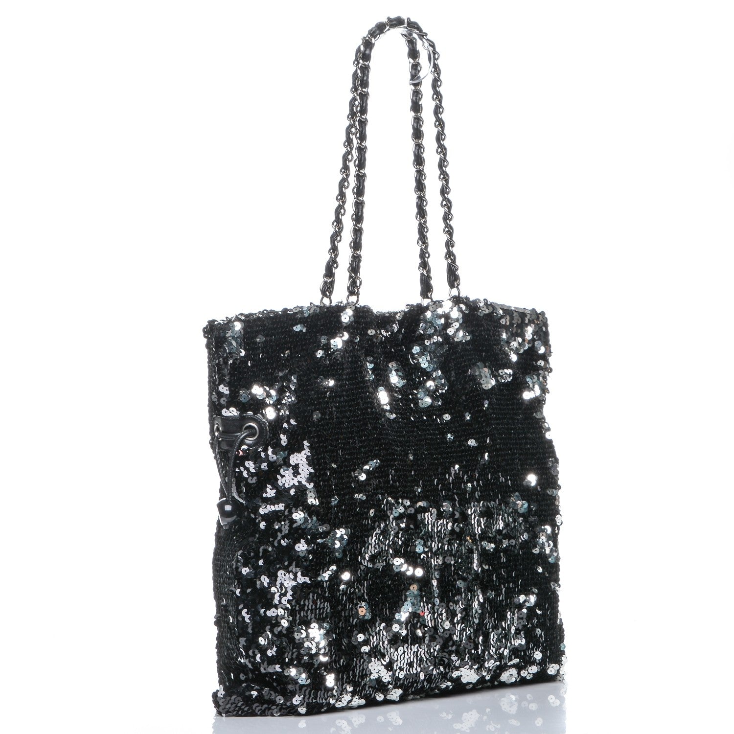 Chanel Sequin Summer Night Drawstring Tote Black 3 of 7