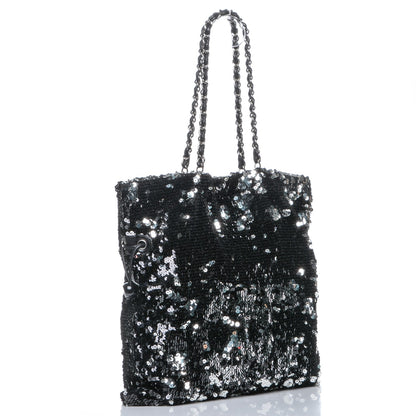 Chanel Sequin Summer Night Drawstring Tote Black 3 of 7