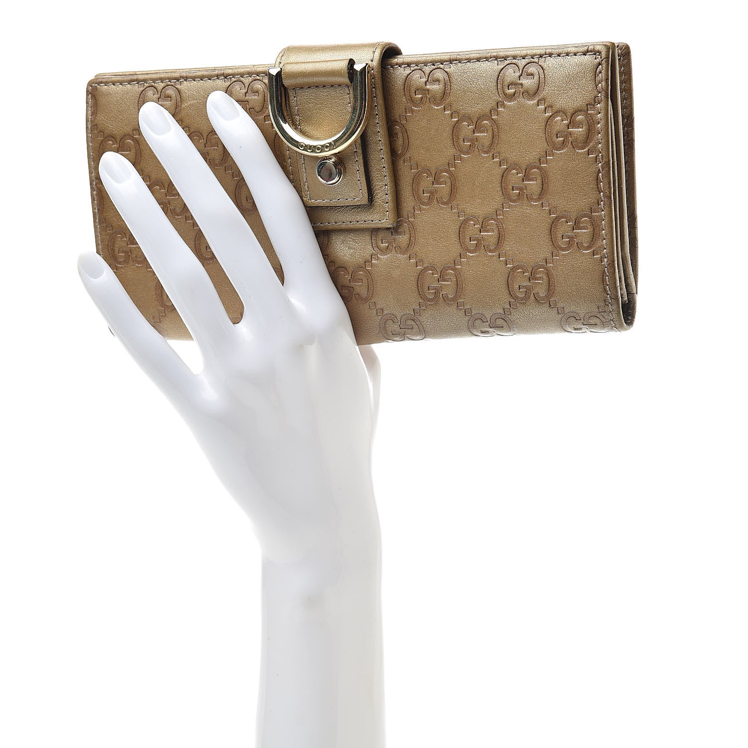 Gucci Metallic Guccissima Abbey Continental Wallet Gold 2 of 11
