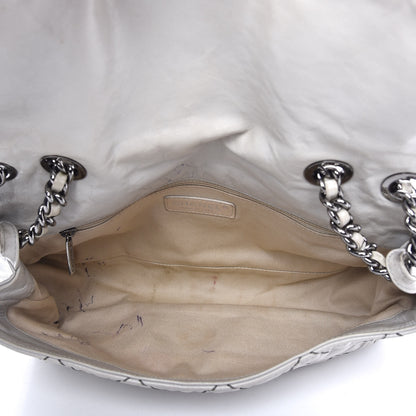 Chanel Glazed Goatskin Double Stitch Flap Light Grey 5 of 9