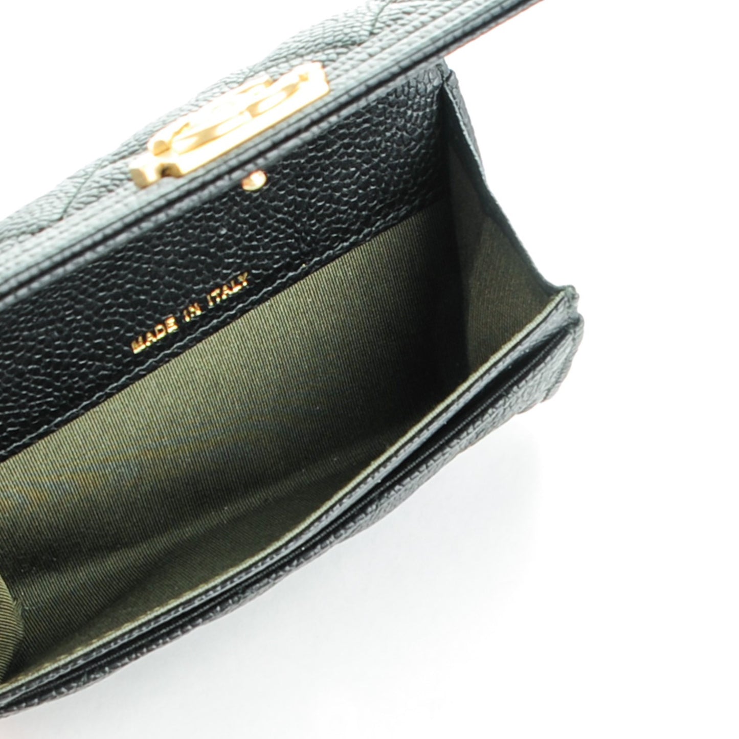 Caviar Quilted Boy Flap Card Holder Black