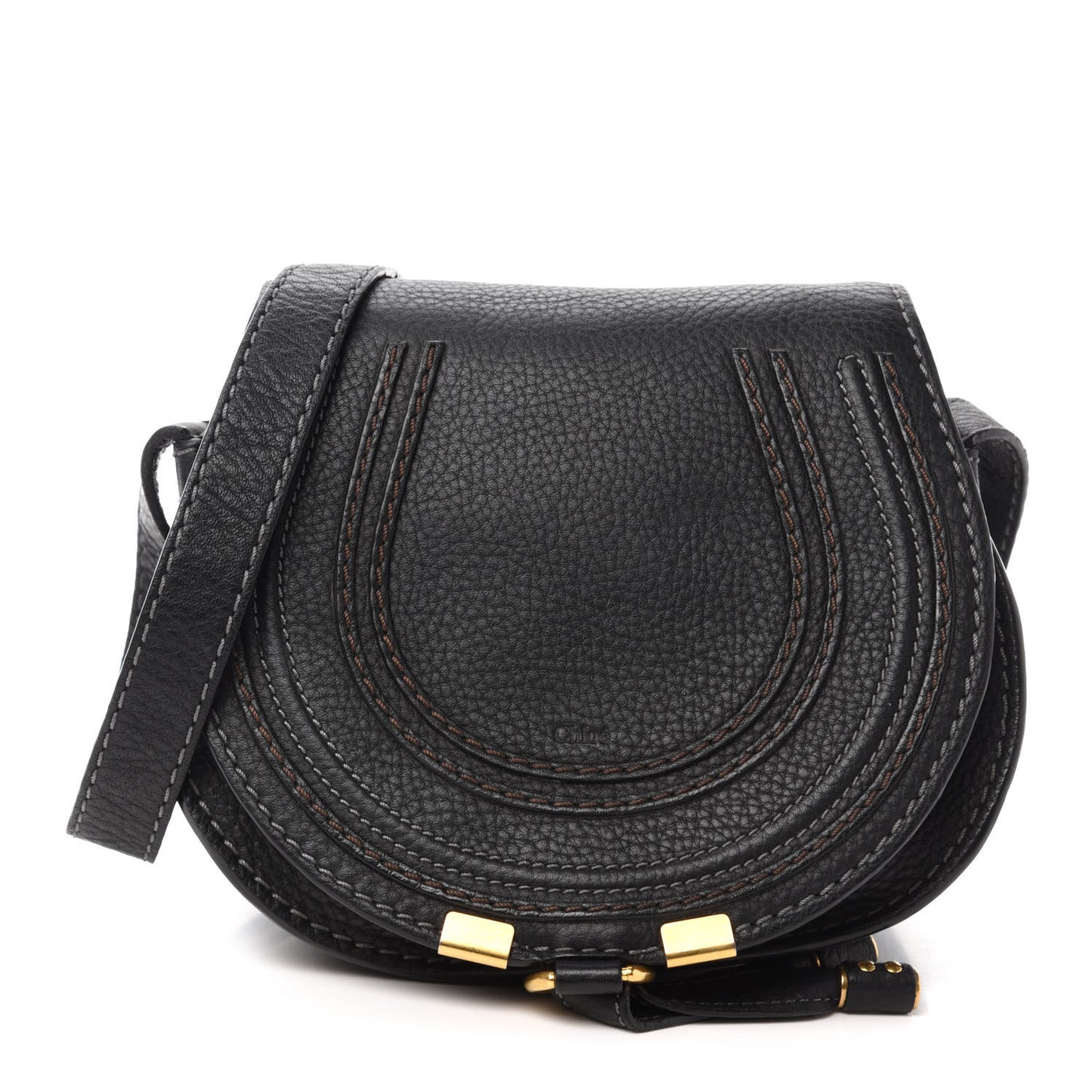 Calfskin Mini Marcie Round Crossbody Bag Black