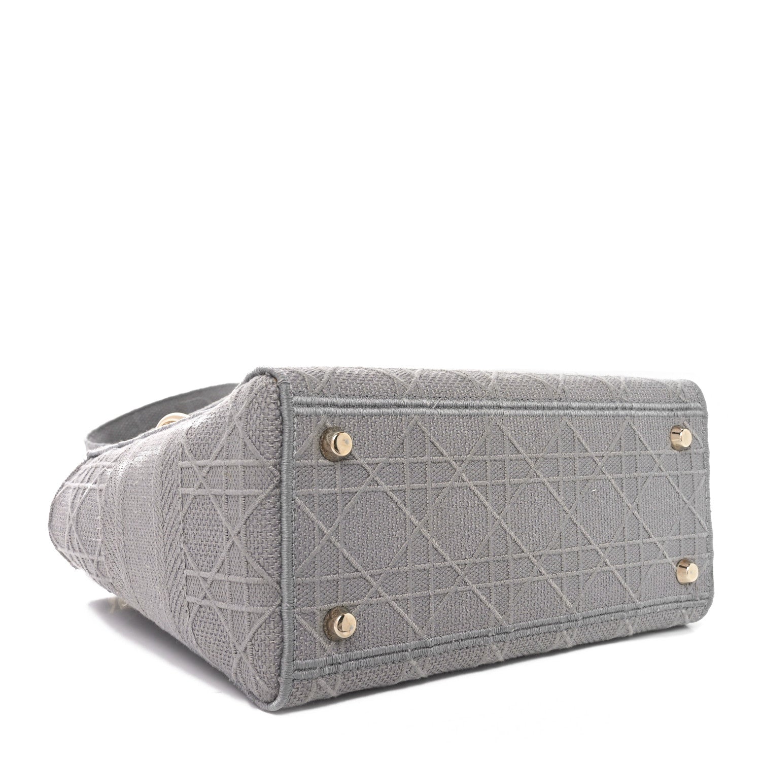 Christian Dior Canvas Embroidered Cannage Medium Lady D-Lite Gray 4 of 12