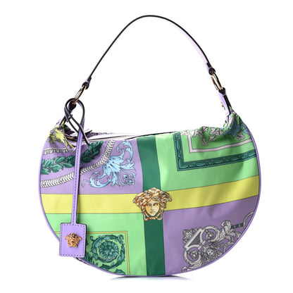 Versace Nylon Calfskin Barocco Mosaic Print Hobo Bag Jacaranda Multicolor 1 of 5