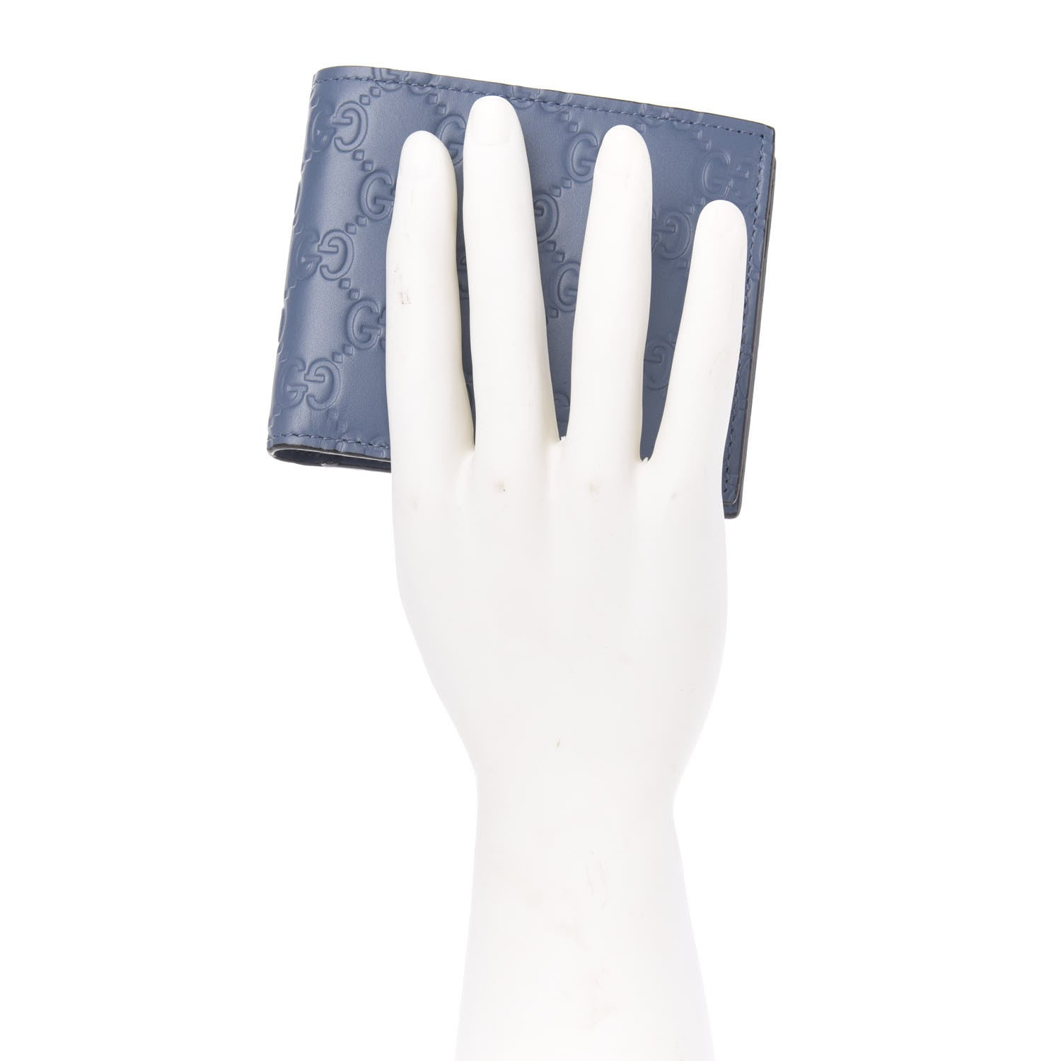 Gucci Guccissima Bi-Fold Wallet Blue 2 of 10