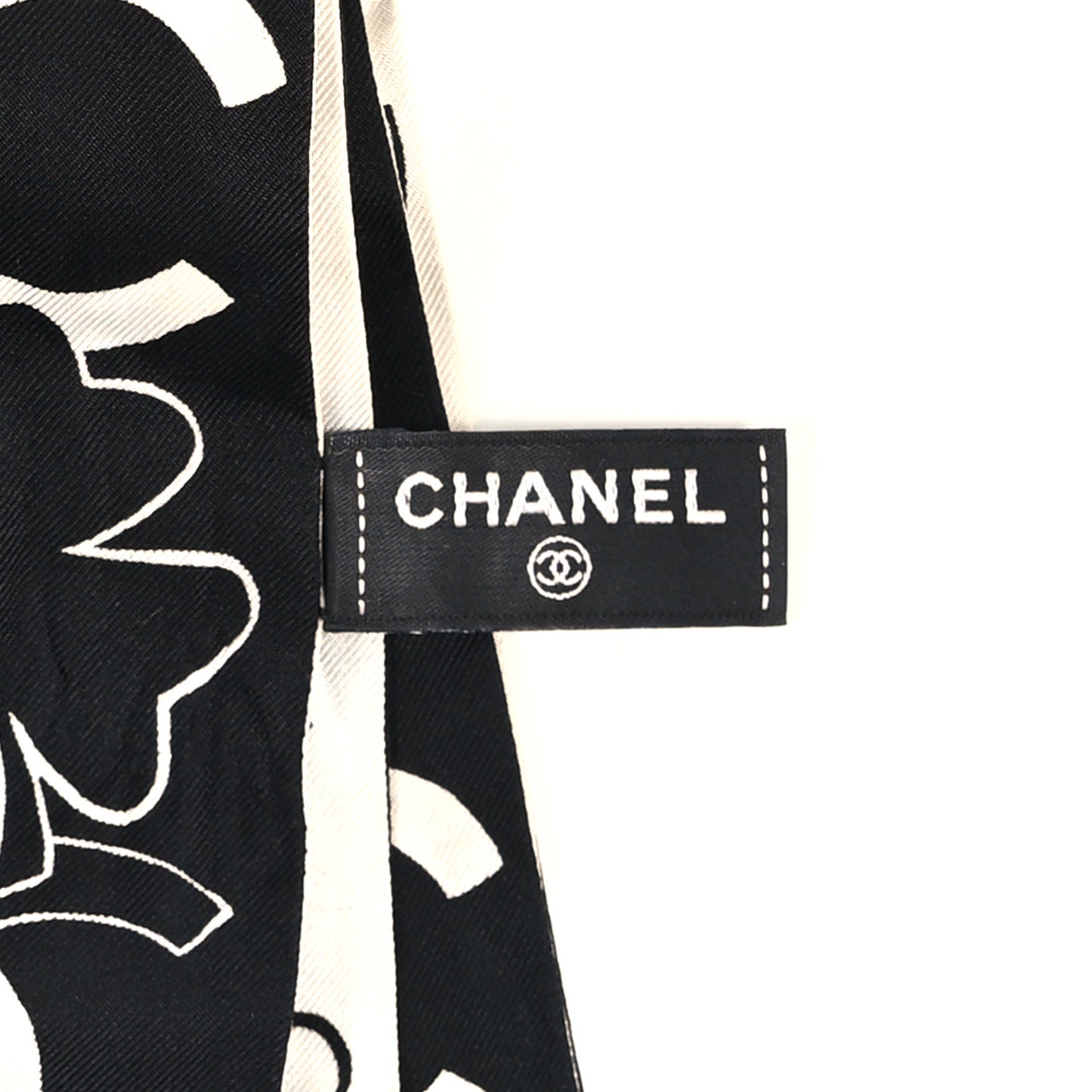Silk Slim CC Clover Bandeau Scarf Black White