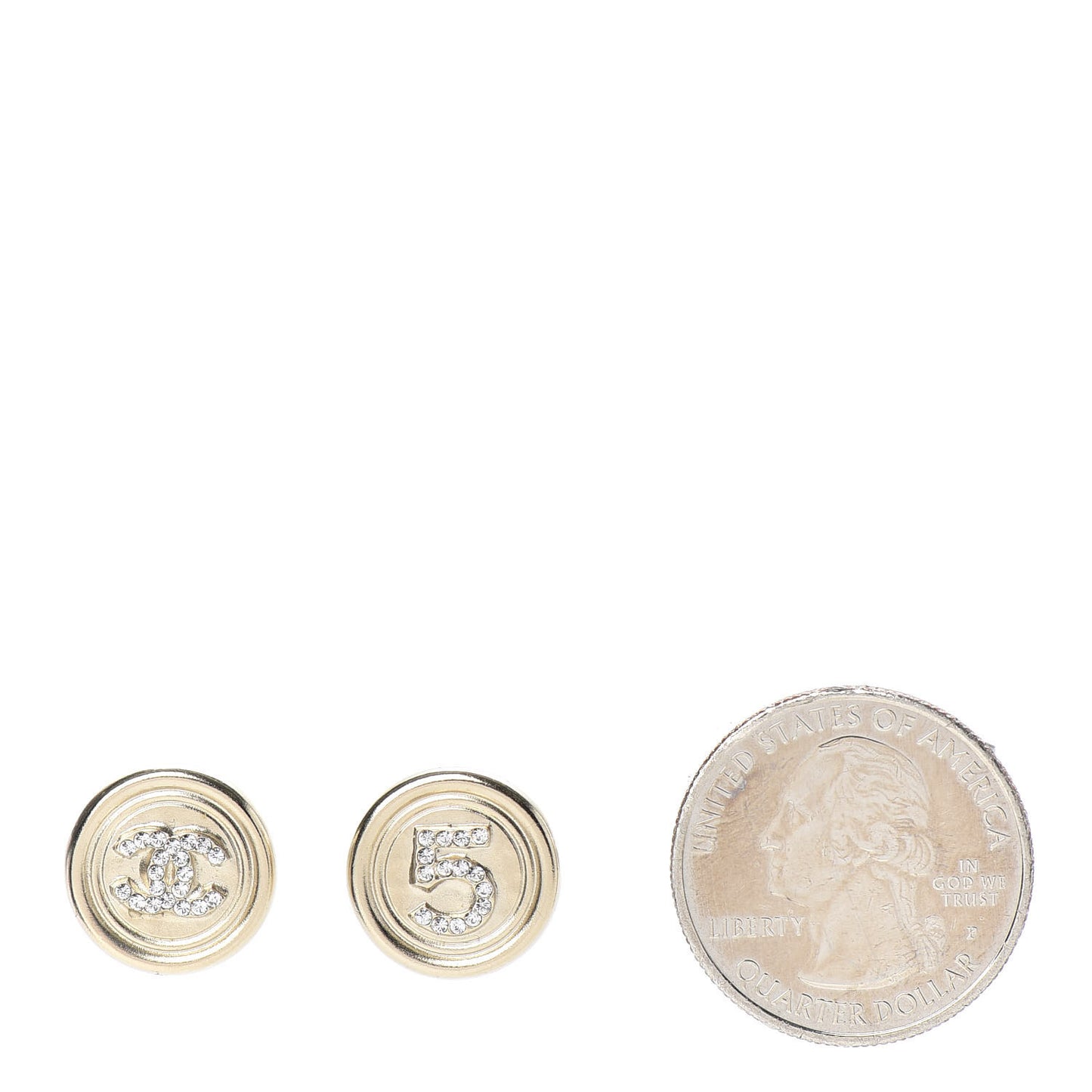 Crystal CC Round Earrings Light Gold