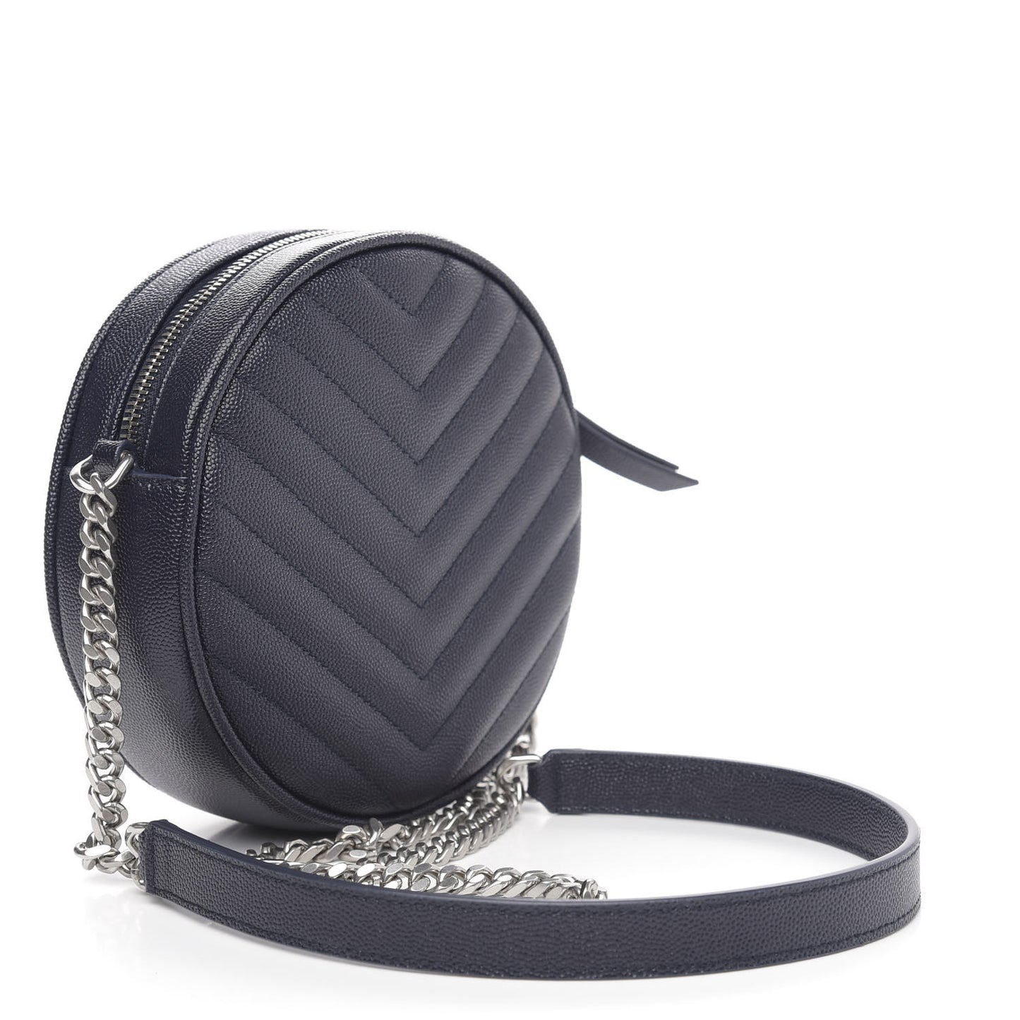 Grain De Poudre Matelasse Chevron Quilted Round Vinyle Camera Bag Deep Marine