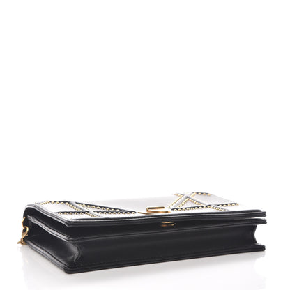 Christian Dior Calfskin Studded Diorama Wallet on Chain Pouch Black 4 of 10