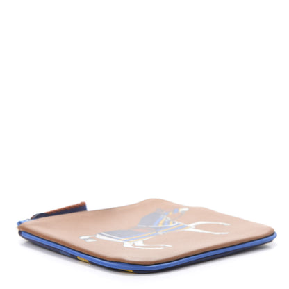 Hermes Swift Couverture Nouvelle Carre Pocket Pouch Gold Bleu Encre 4 of 8