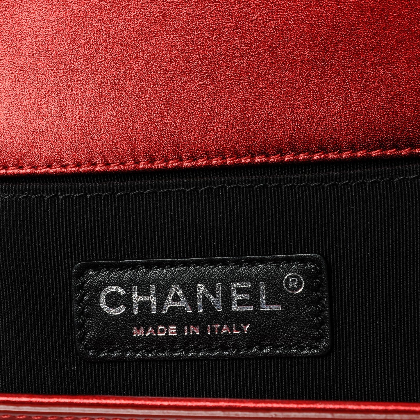 Metallic Patent Quilted Medium Boy Flap Red