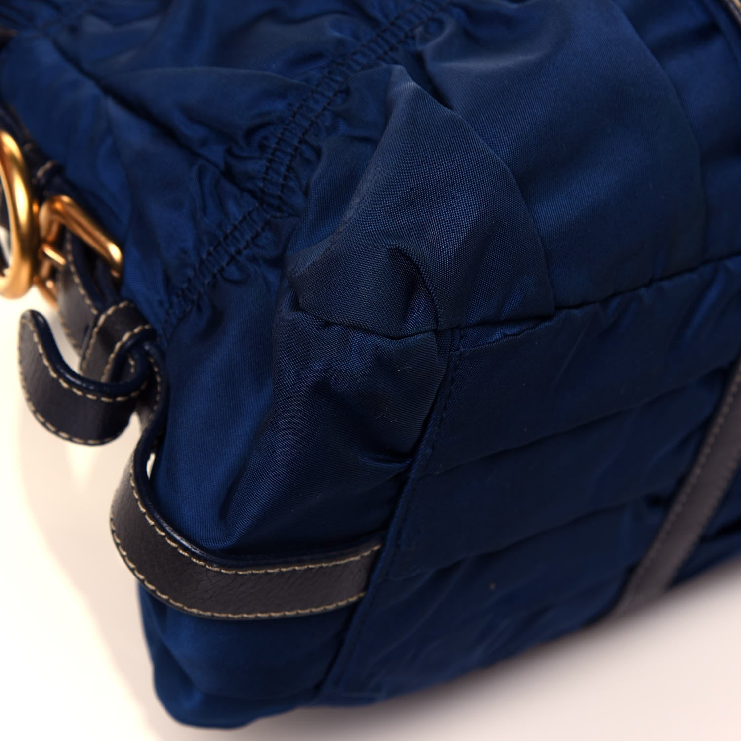 Prada Tessuto Nylon Nappa Braided Gaufre Shoulder Bag Bleuette 8 of 12