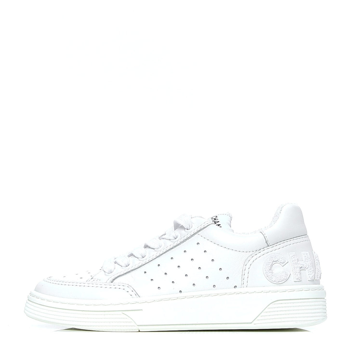 Calfskin Womens Logo Sneakers 35 White