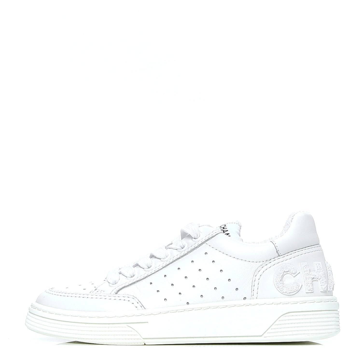 Chanel Calfskin Womens Logo Sneakers 35 White 1 of 6