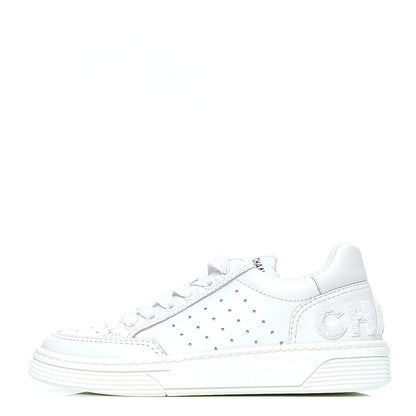 Chanel Calfskin Womens Logo Sneakers 35 White 1 of 6