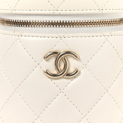 Chanel Lambskin Quilted Ruched Handle Vanity Case White 7 of 10