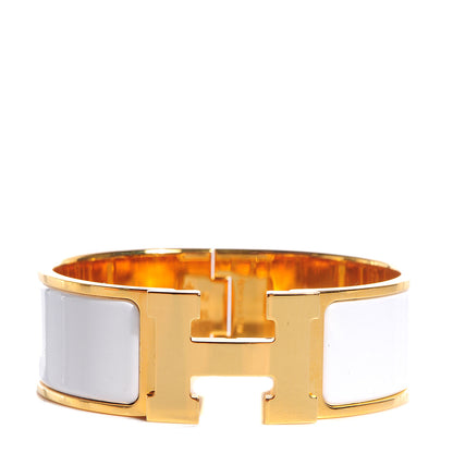 Hermes Enamel Wide Clic Clac H Bracelet PM White 1 of 4
