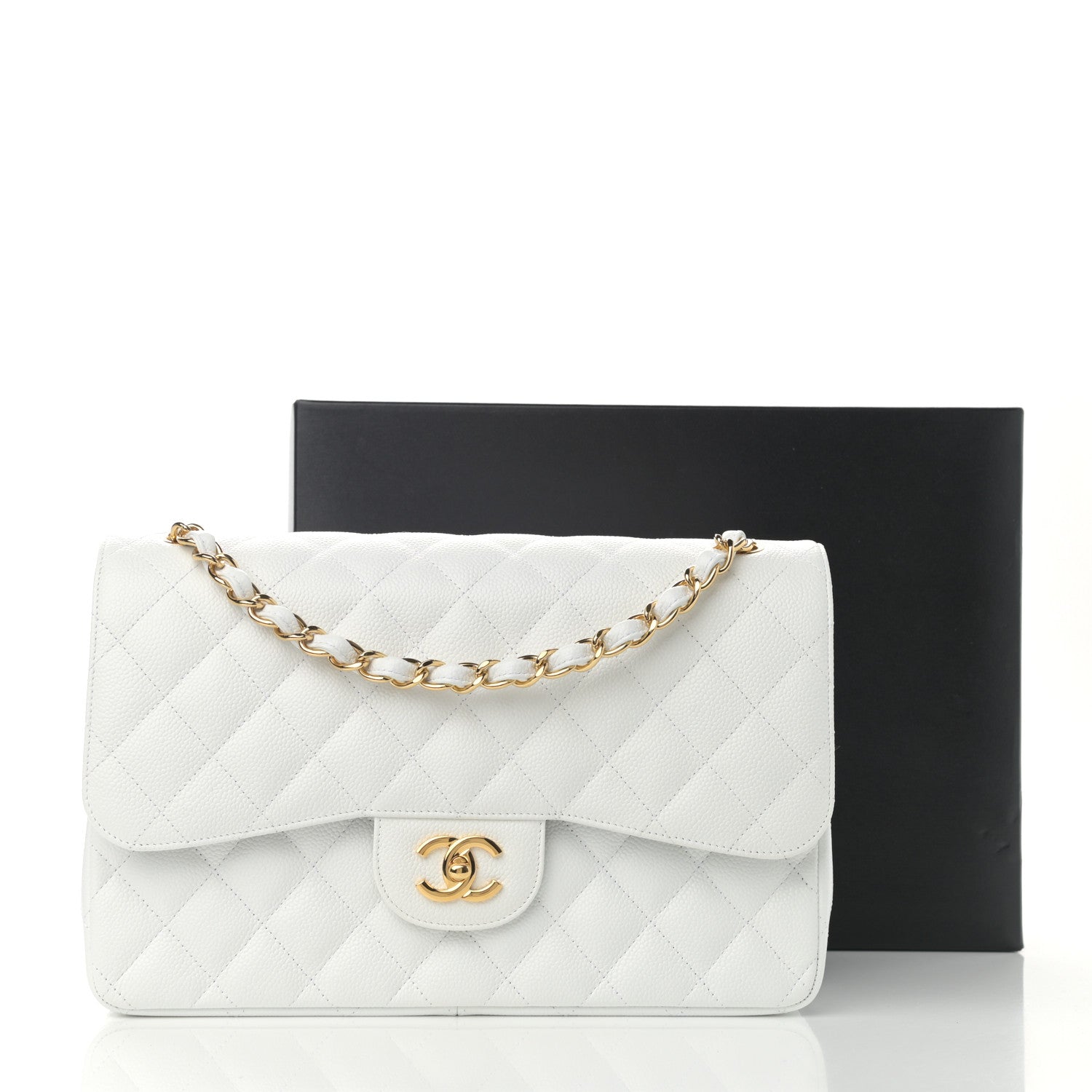 Chanel Caviar Quilted Jumbo Double Flap White 13 of 13