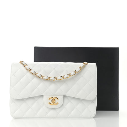 Chanel Caviar Quilted Jumbo Double Flap White 13 of 13