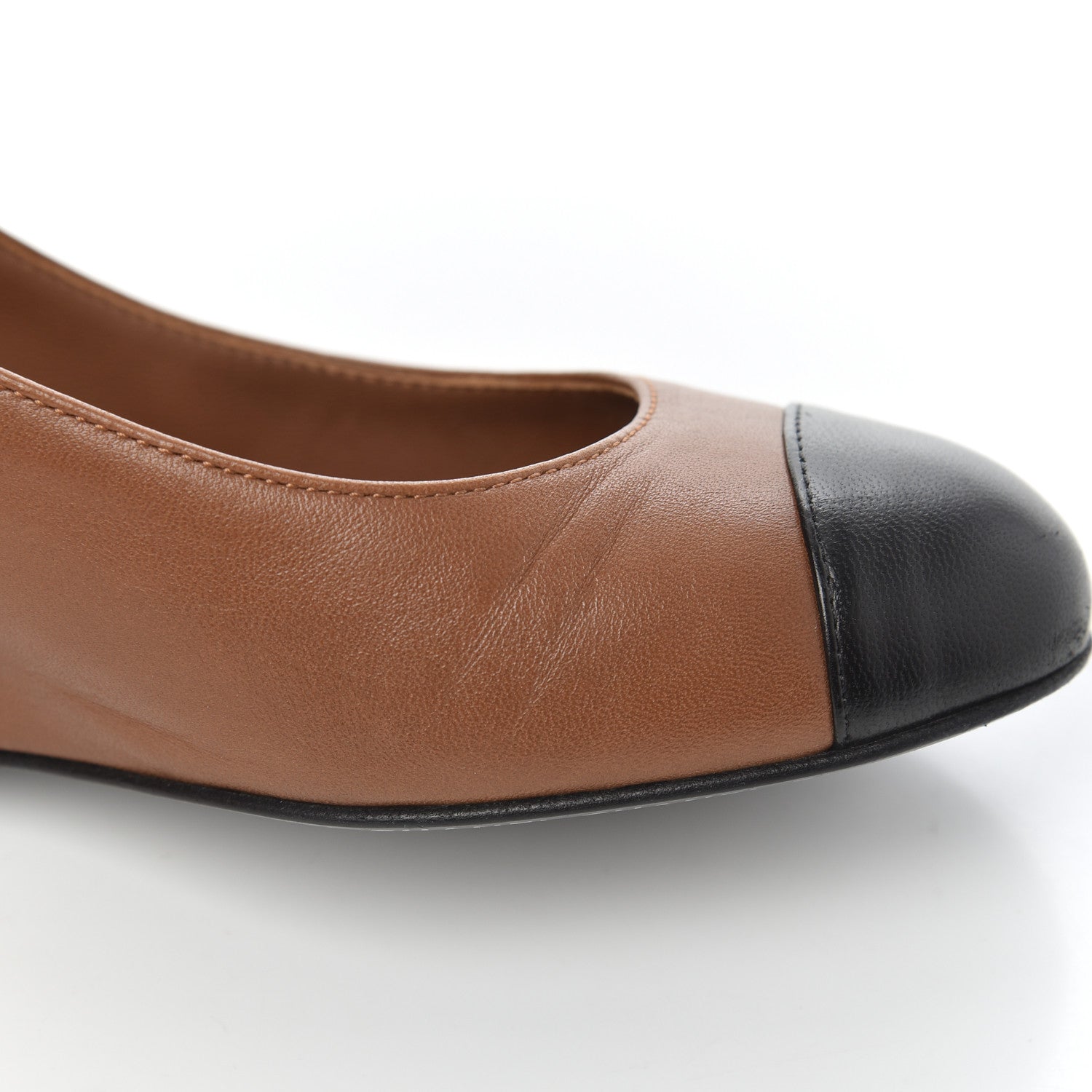Chanel Lambskin Cap Toe Wedges 36 Brown Black 14 of 21