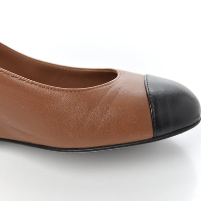 Chanel Lambskin Cap Toe Wedges 36 Brown Black 14 of 21