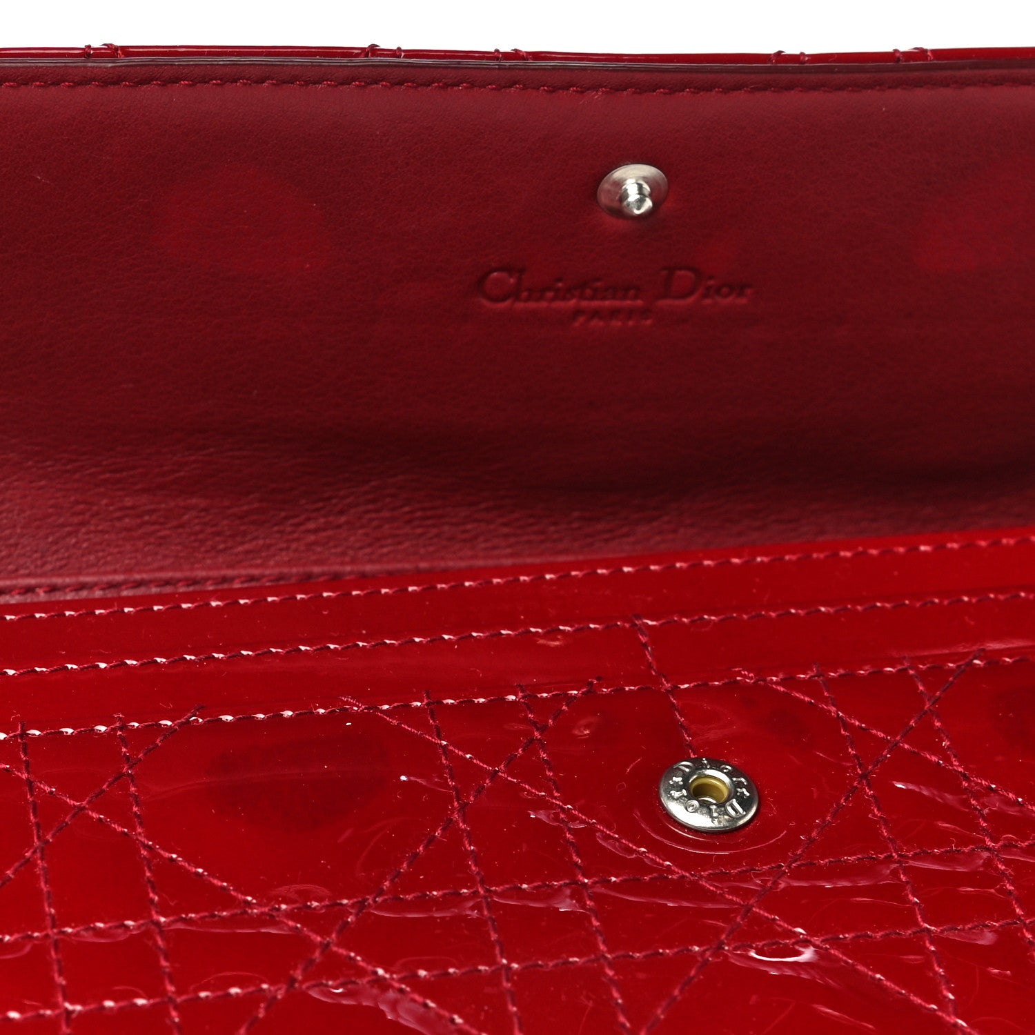 Christian Dior Patent Cannage Rendezvous Chain Wallet Red 13 of 16