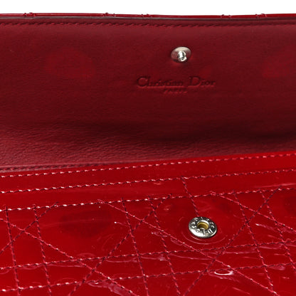 Christian Dior Patent Cannage Rendezvous Chain Wallet Red 13 of 16