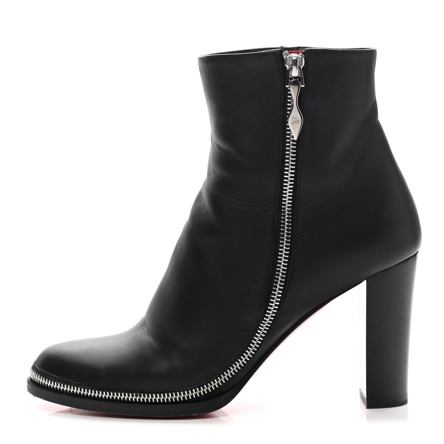 Calfskin Telezip 85 Ankle Bootie 39.5 Black