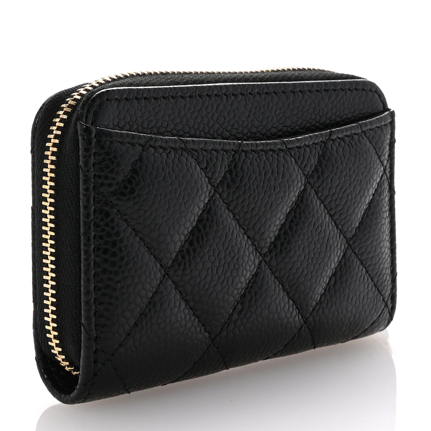 Caviar Quilted Zip Coin Purse Black