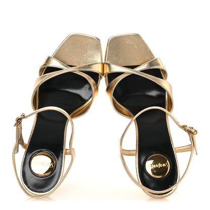 Saint Laurent Metallic Debbie Platform Sandal 37.5 Gold 2 of 14