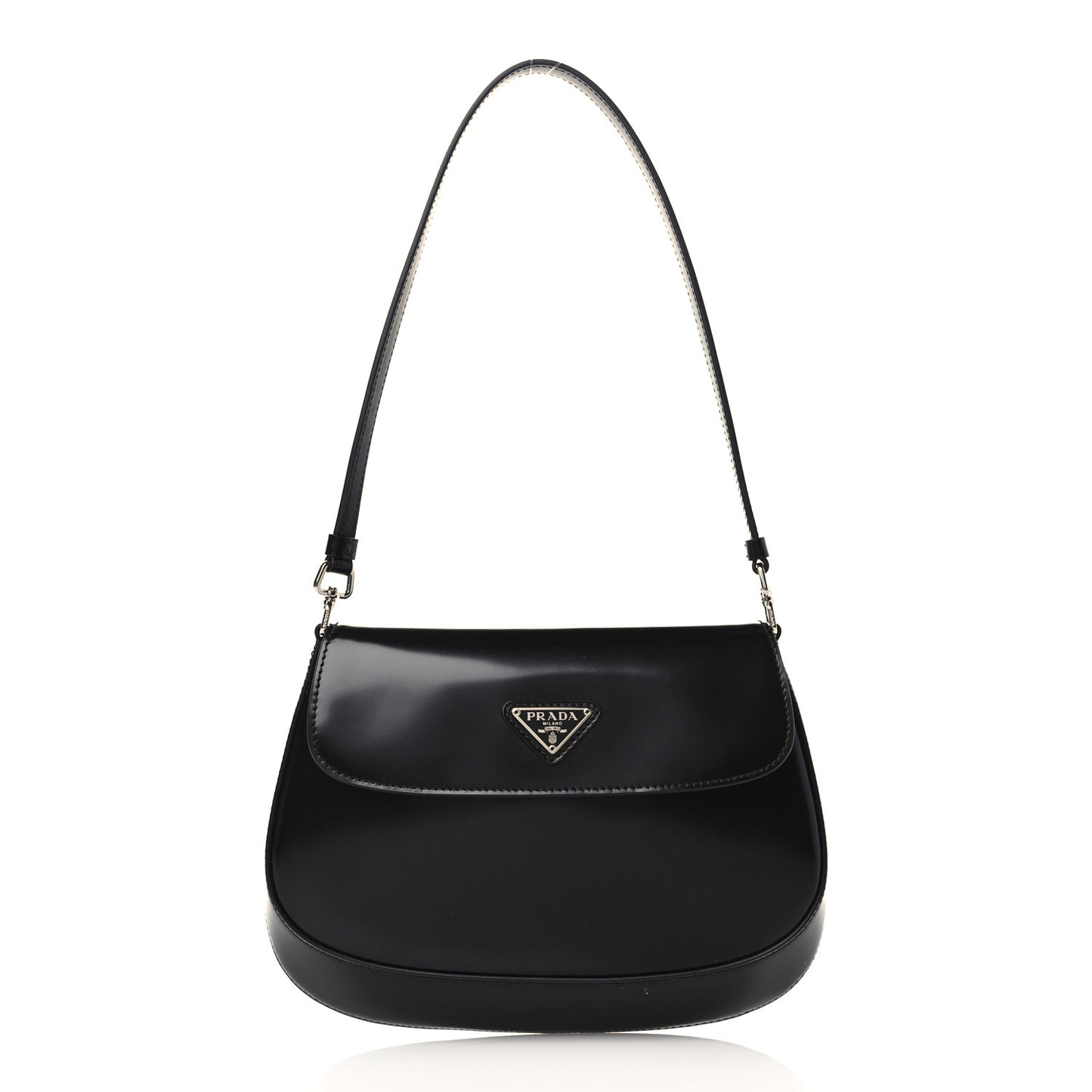 Spazzolato Cleo Flap Shoulder Bag Black