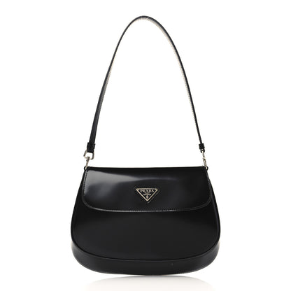 Prada Spazzolato Cleo Flap Shoulder Bag Black 1 of 9