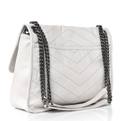 Saint Laurent Crinkled Calfskin Matelasse Monogram Medium Niki Chain Satchel Pearl White 3 of 9