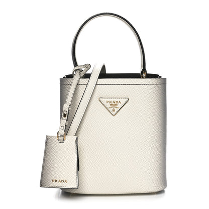 Prada Saffiano Cuir Small Panier Bucket Bag White Sfumato 1 of 9