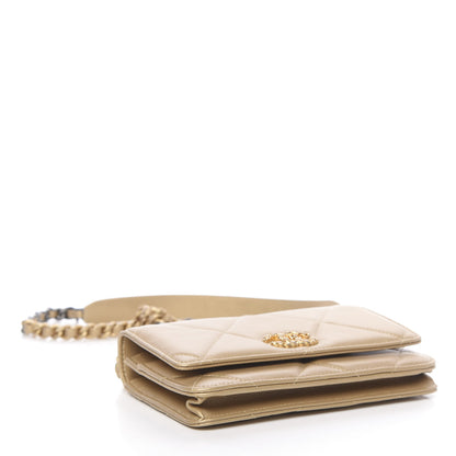Chanel Metallic Goatskin Quilted 19 Wallet On Chain WOC Gold 4 of 15