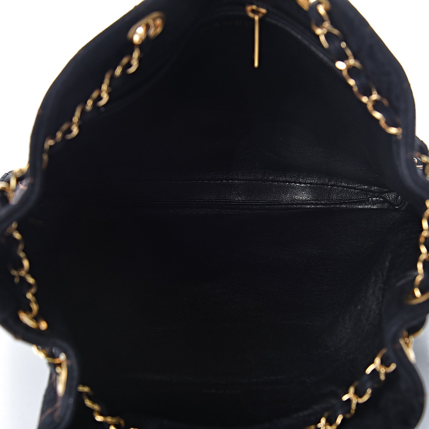 Suede Stitched Shoulder Bag Black