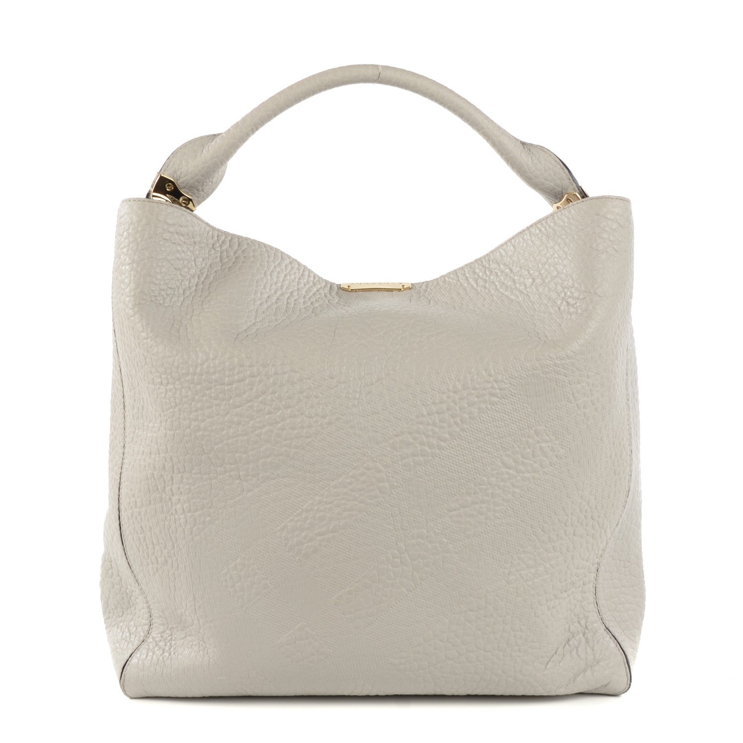 Burberry Heritage Grain Check Embossed Medium Lindburn Hobo Pale Grey 1 of 11