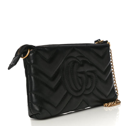 Gucci Calfskin Matelasse Mini GG Marmont Chain Bag Black 2 of 11