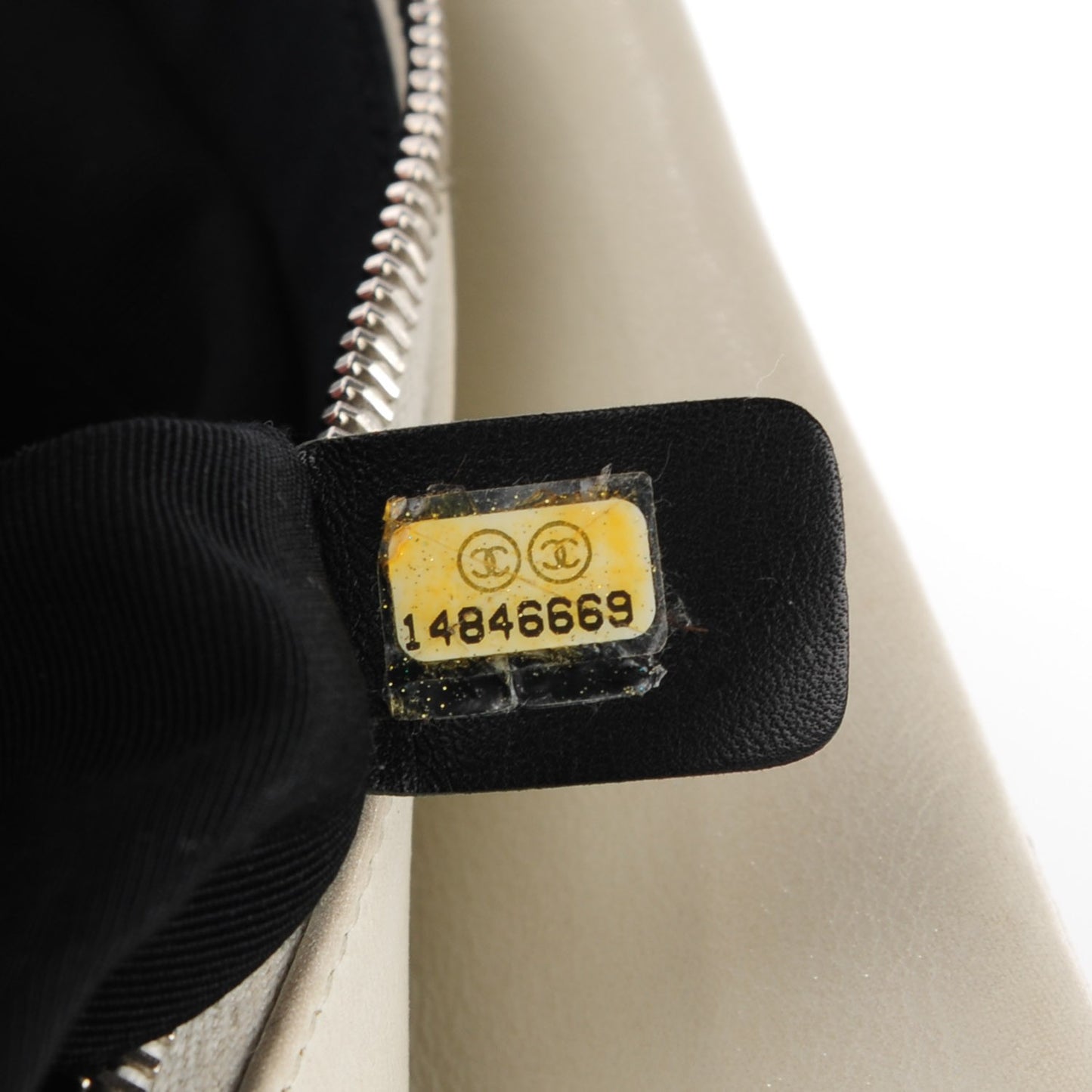 Iridescent Calfskin Chic Quilt Bowling Bag White