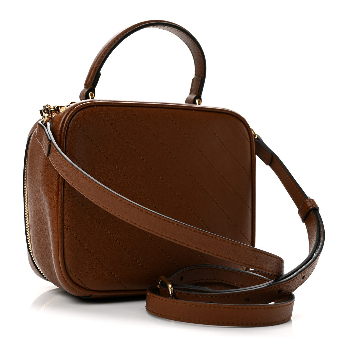 Sakai Be Green Calfskin Diagonal Stitched Blondie Top Handle Bag Cuir