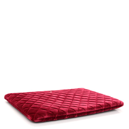 Chanel Velvet Quilted Large Chanel Cosmetic Case Burgundy 4 of 9