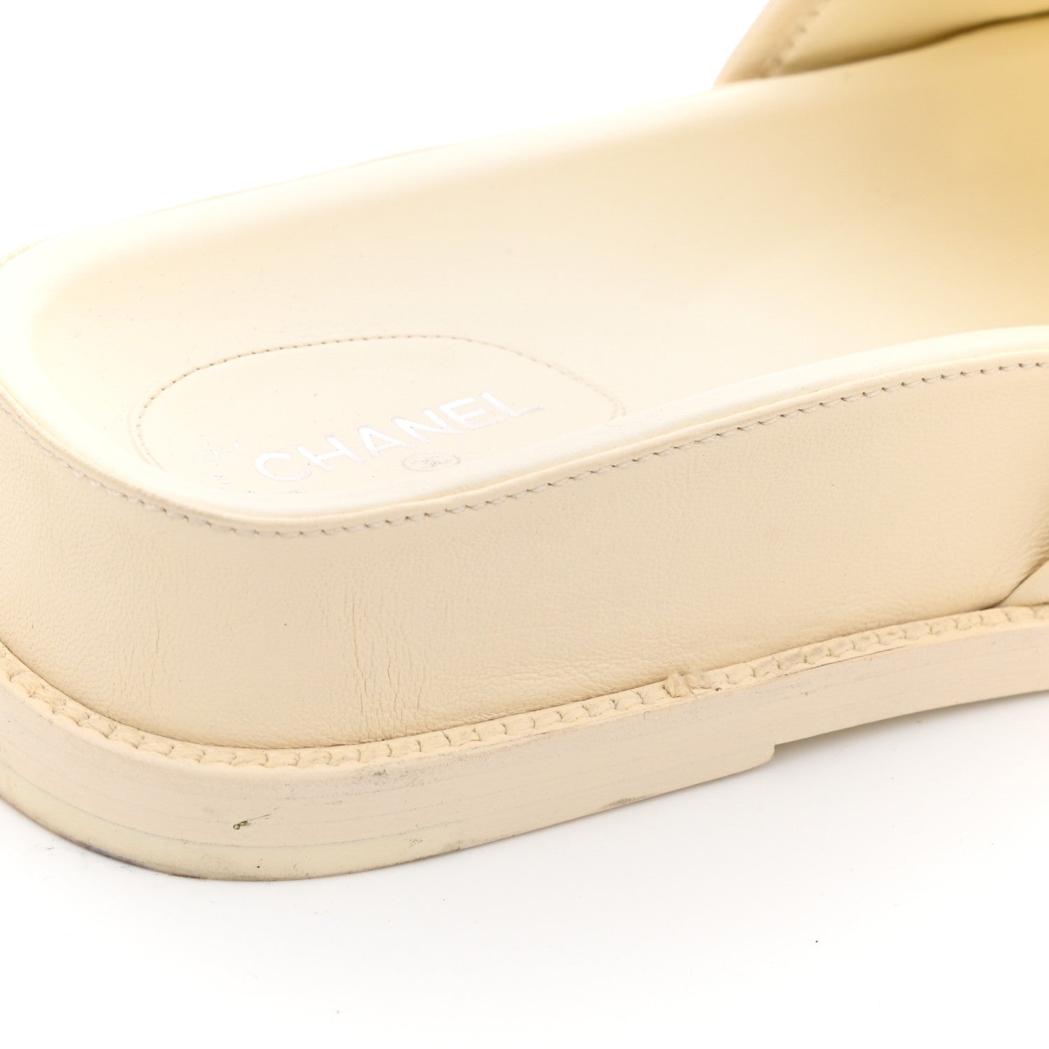 Chanel Lambskin Cha-Nel Mule Sandals 40 Ivory Multicolor 11 of 12