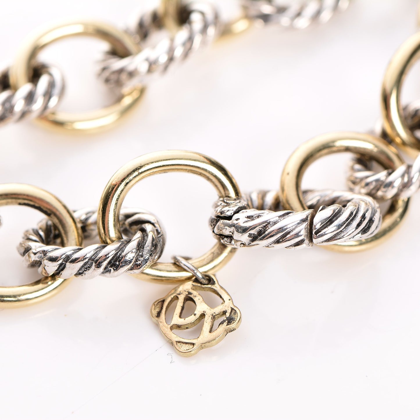Sterling Silver 18K Yellow Gold 10mm Medium Oval Link Bracelet