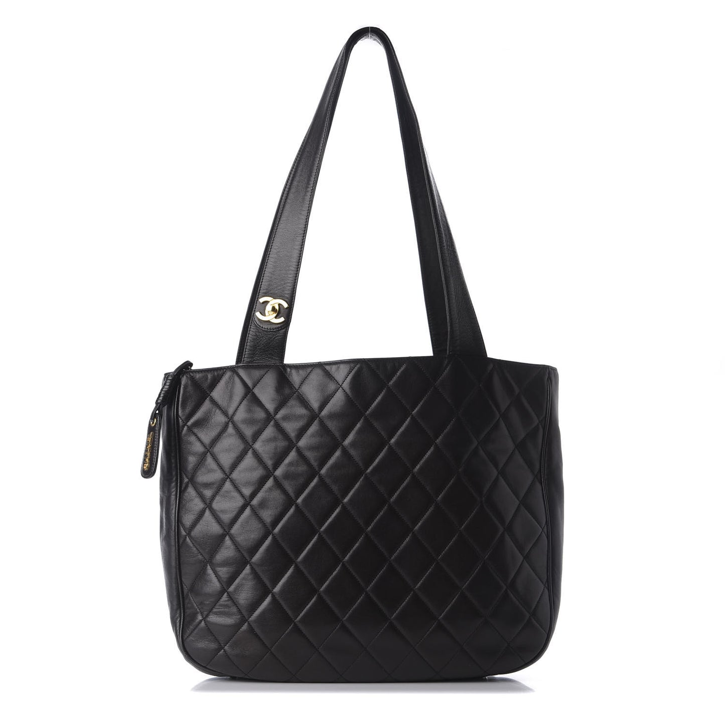 Lambskin Quilted CC Shoulder Bag Black