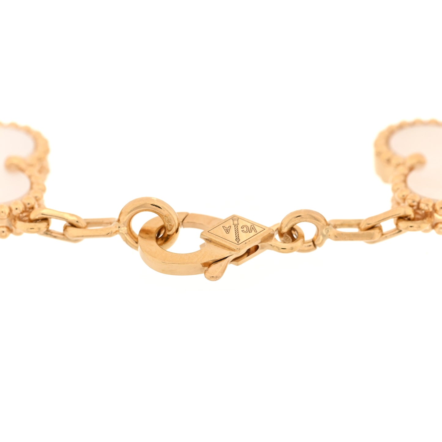 18K Yellow Gold Mother of Pearl 5 Motifs Vintage Alhambra Bracelet